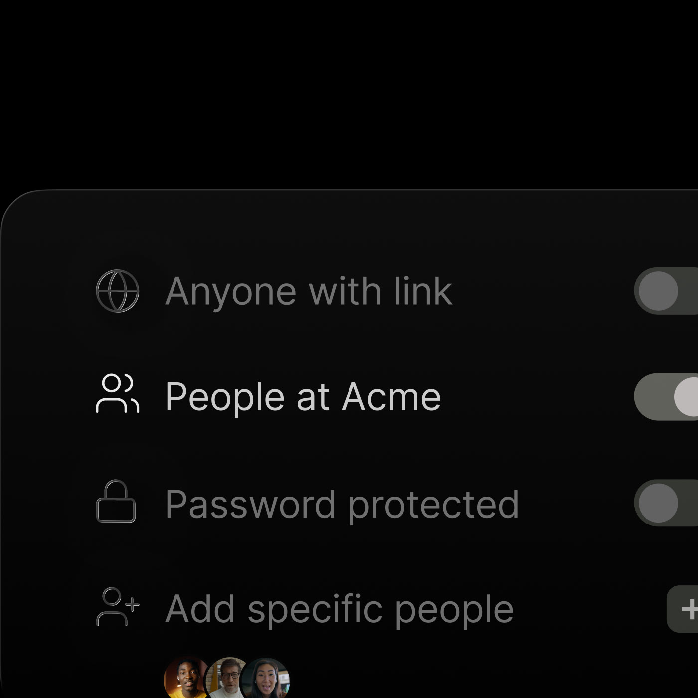 Sharing settings for a Supercut update, from anyone with the link to a password