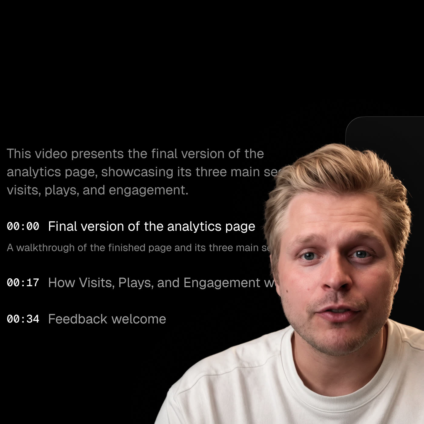 Chapters and a summary beside a recorded update
